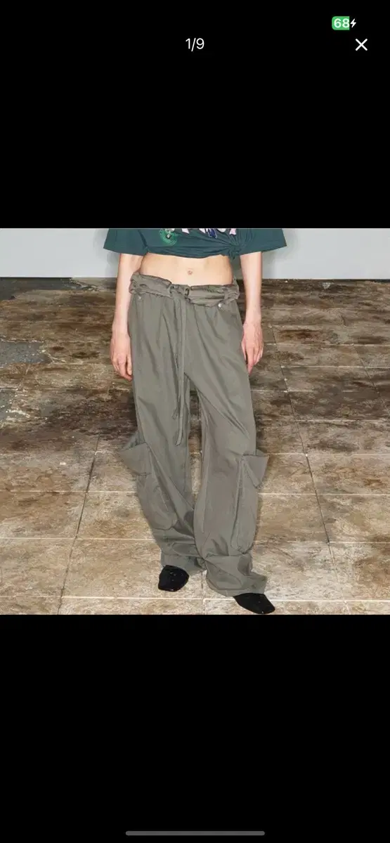 OpenYy - ROLLED WAIST CARGO PANTS (KHAKI